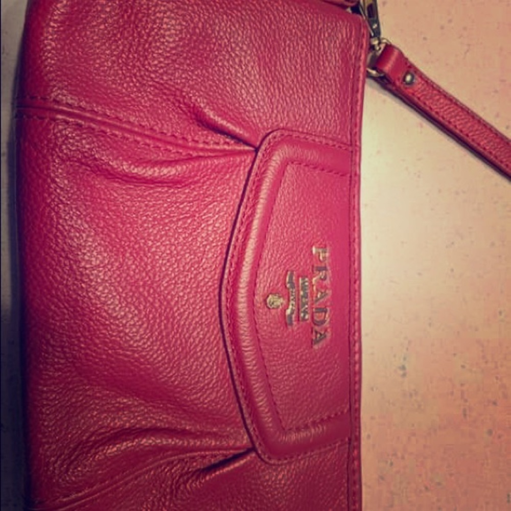 Prada clutch purse. Vitelli Daino in hot pink